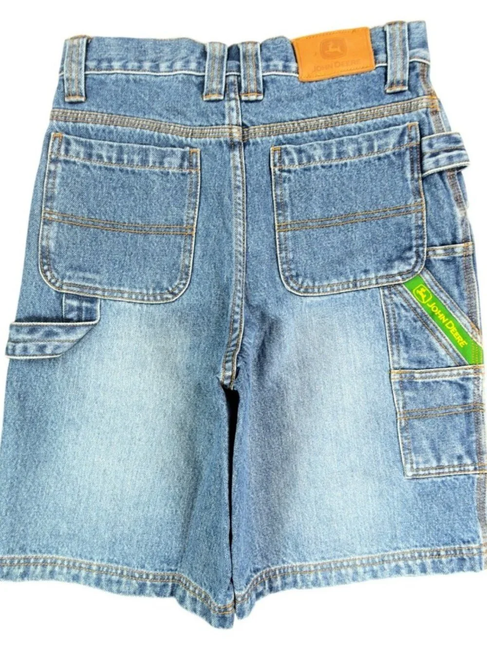 VTG John Deere Carpenter Shorts Boys 12 Denim Utility Workwear Jorts NOS NWT